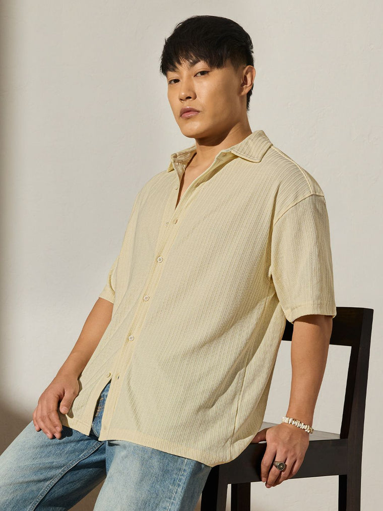 Textured Shirt: Ivory Men Textured Shirts