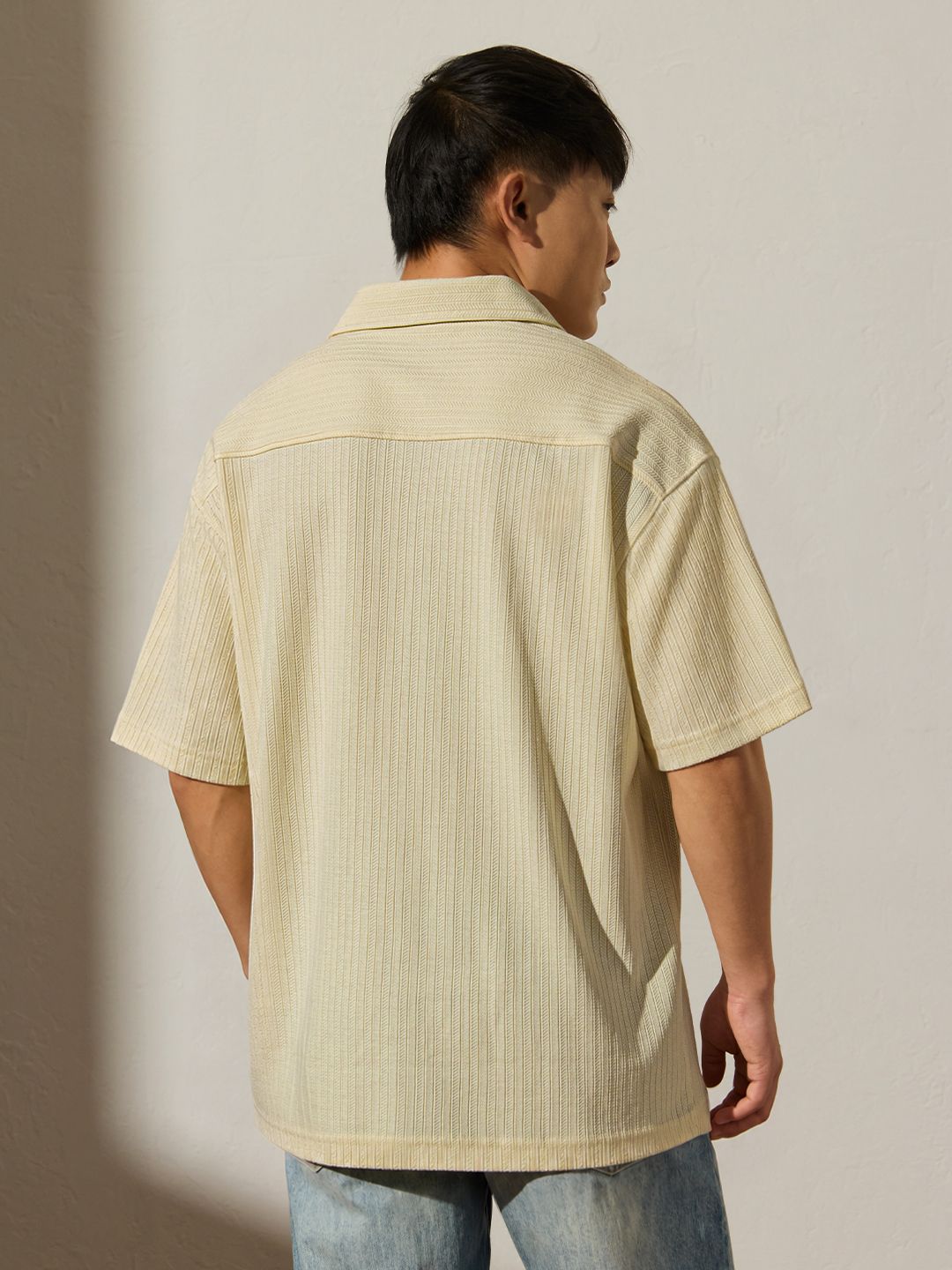 Textured Shirt: Ivory Men Textured Shirts