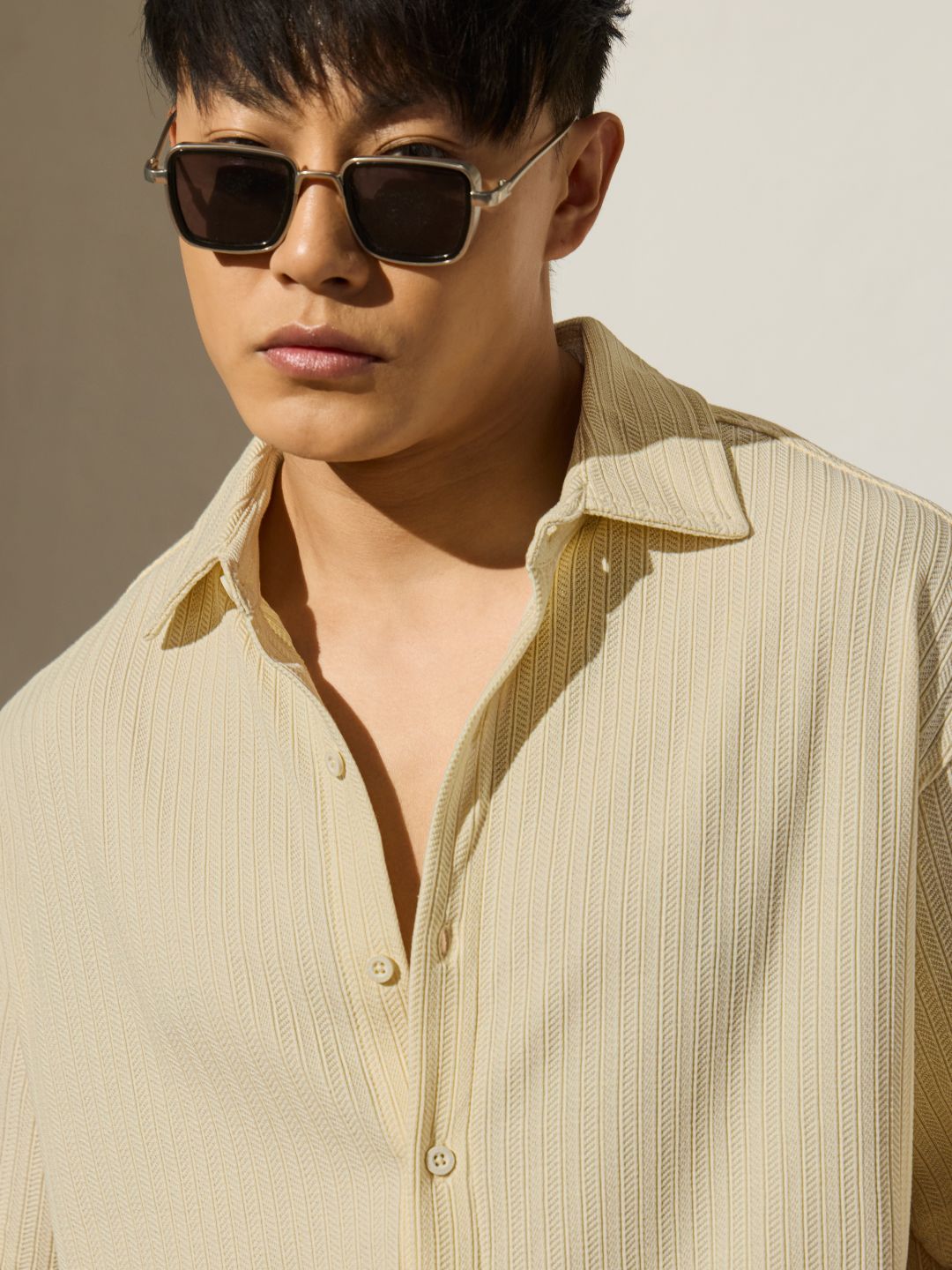 Textured Shirt: Ivory Men Textured Shirts