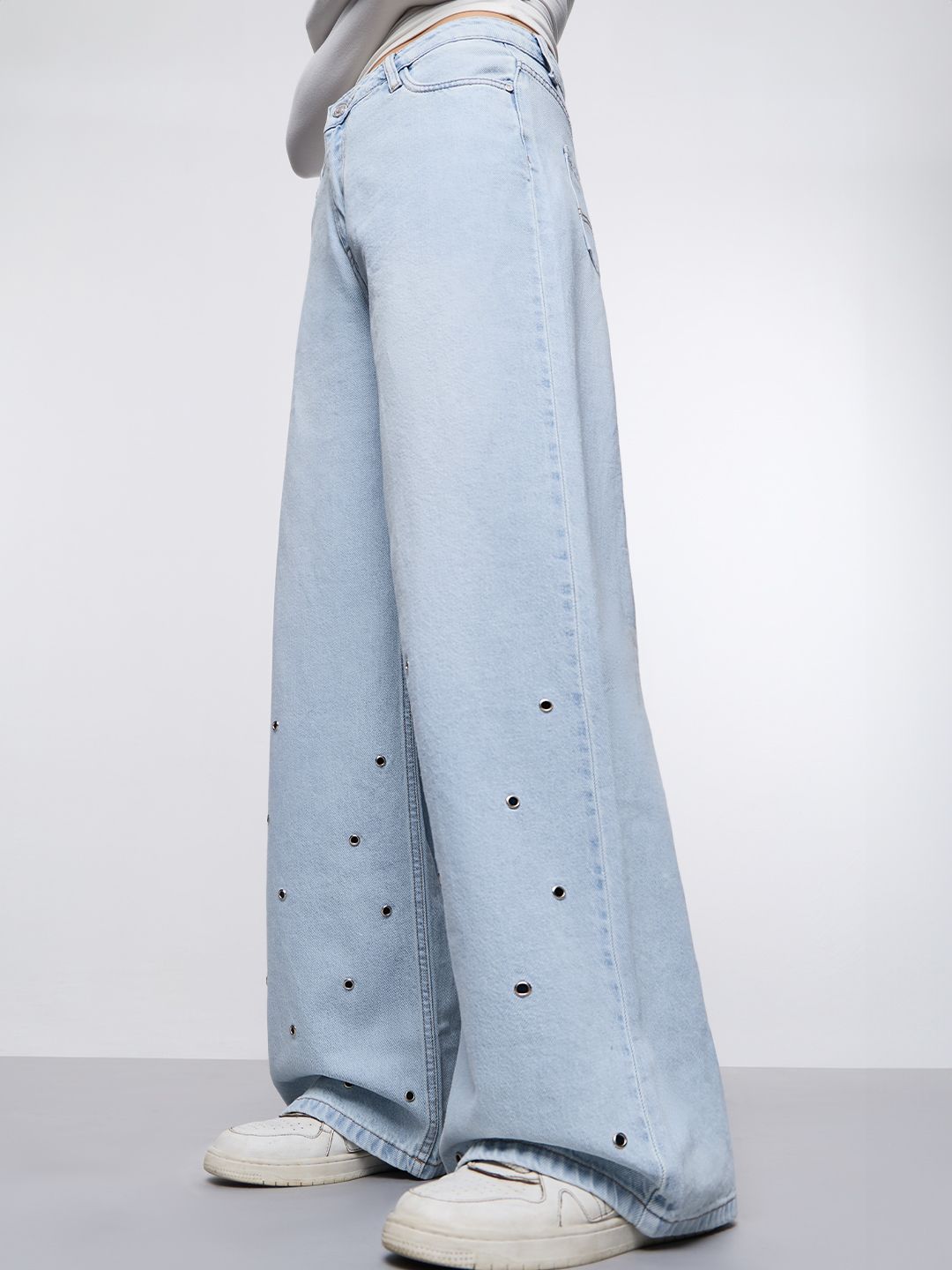 Wide-Leg Denim: Frosted Blue Women Wide Denims