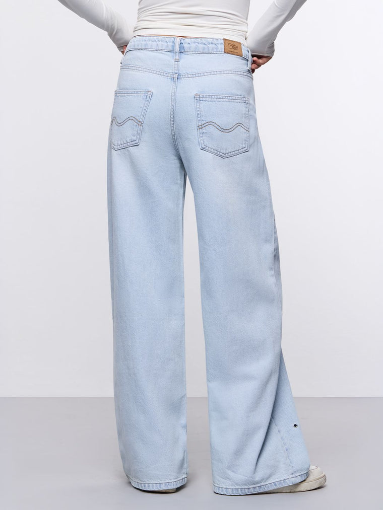 Wide-Leg Denim: Frosted Blue Women Wide Denims