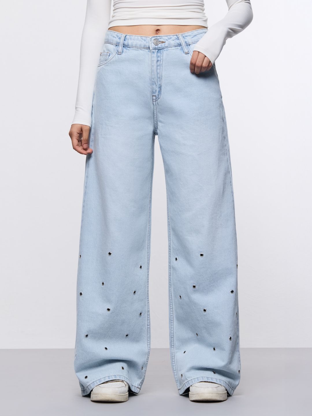 Wide-Leg Denim: Frosted Blue Women Wide Denims