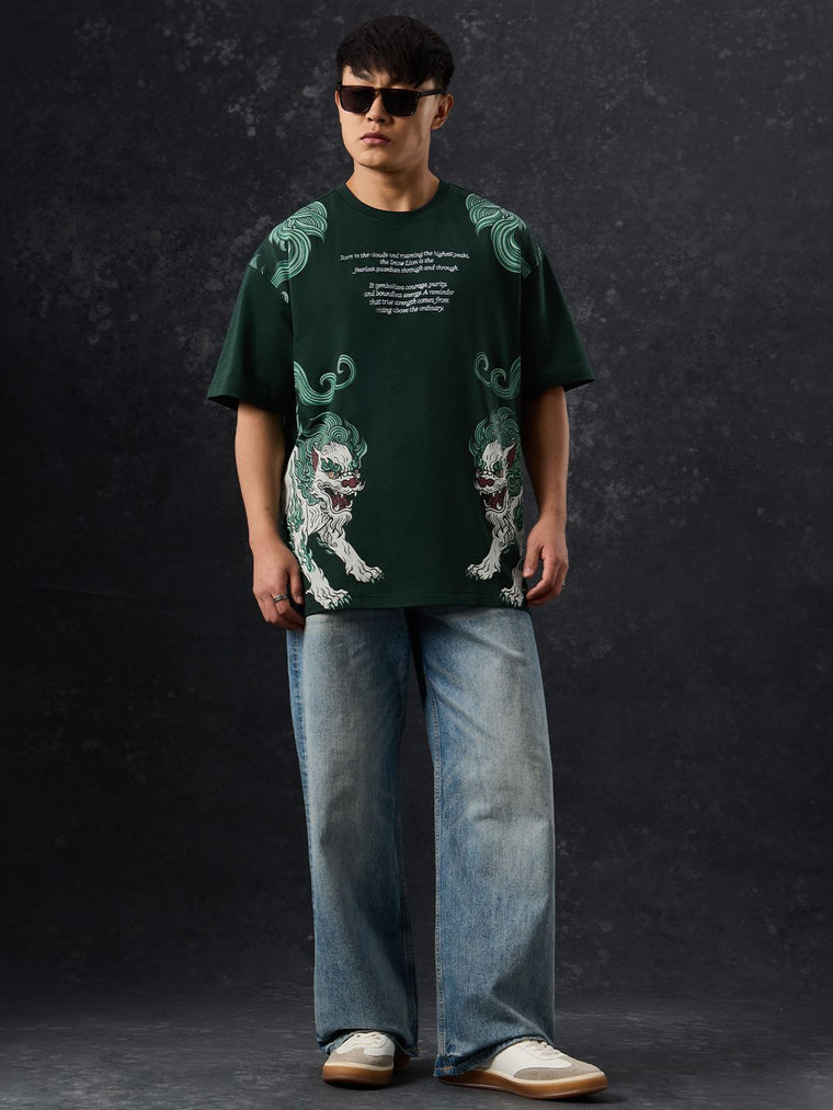 Tibetan Tales: The Snow Lion Oversized T-Shirts