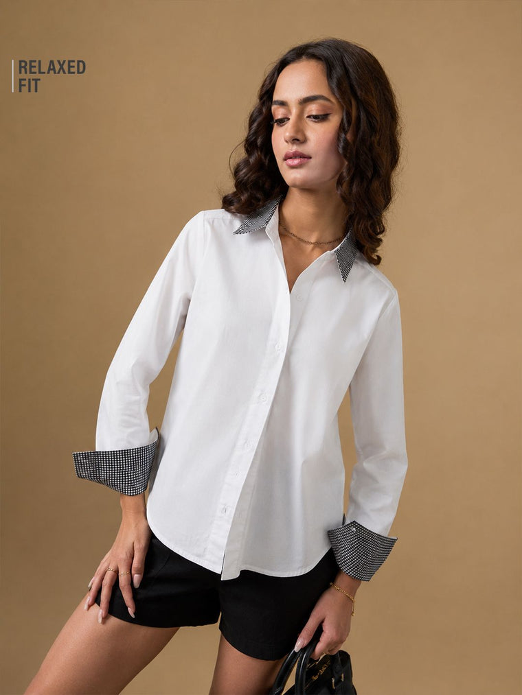 Easy Solids: Ivory Hue Women Relaxed Shirts