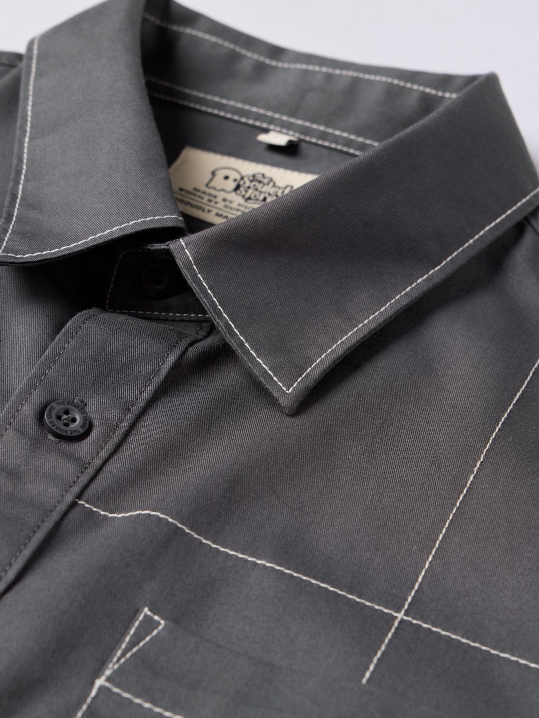Solids: Dark Grey Men Utility Shirts