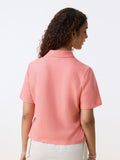 Polo Solid T-shirt: Coral Rose Women Polo T-Shirts