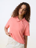 Polo Solid T-shirt: Coral Rose Women Polo T-Shirts