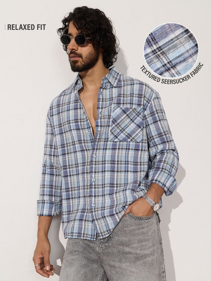Seersucker Shirt: Serene Men Textured Shirts