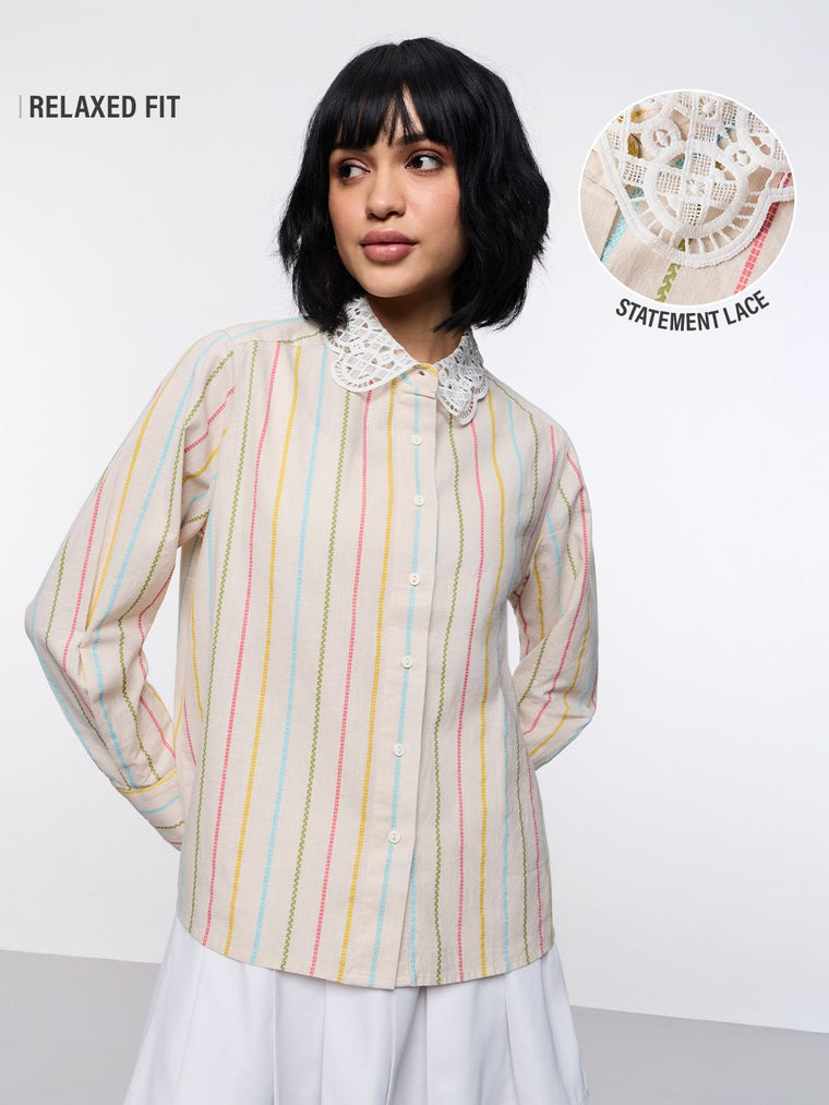 Stripe Shirt: Picnic Women Relaxed Shirts