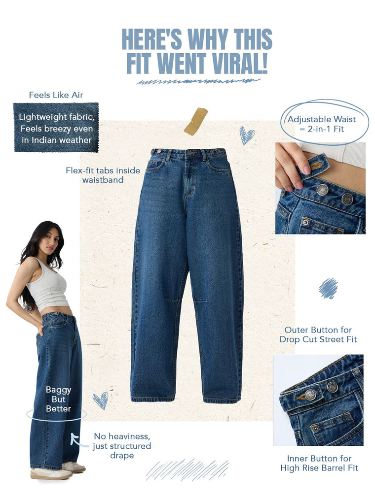 Barrel-Fit Denim: Fairytale Women Barrel Denims