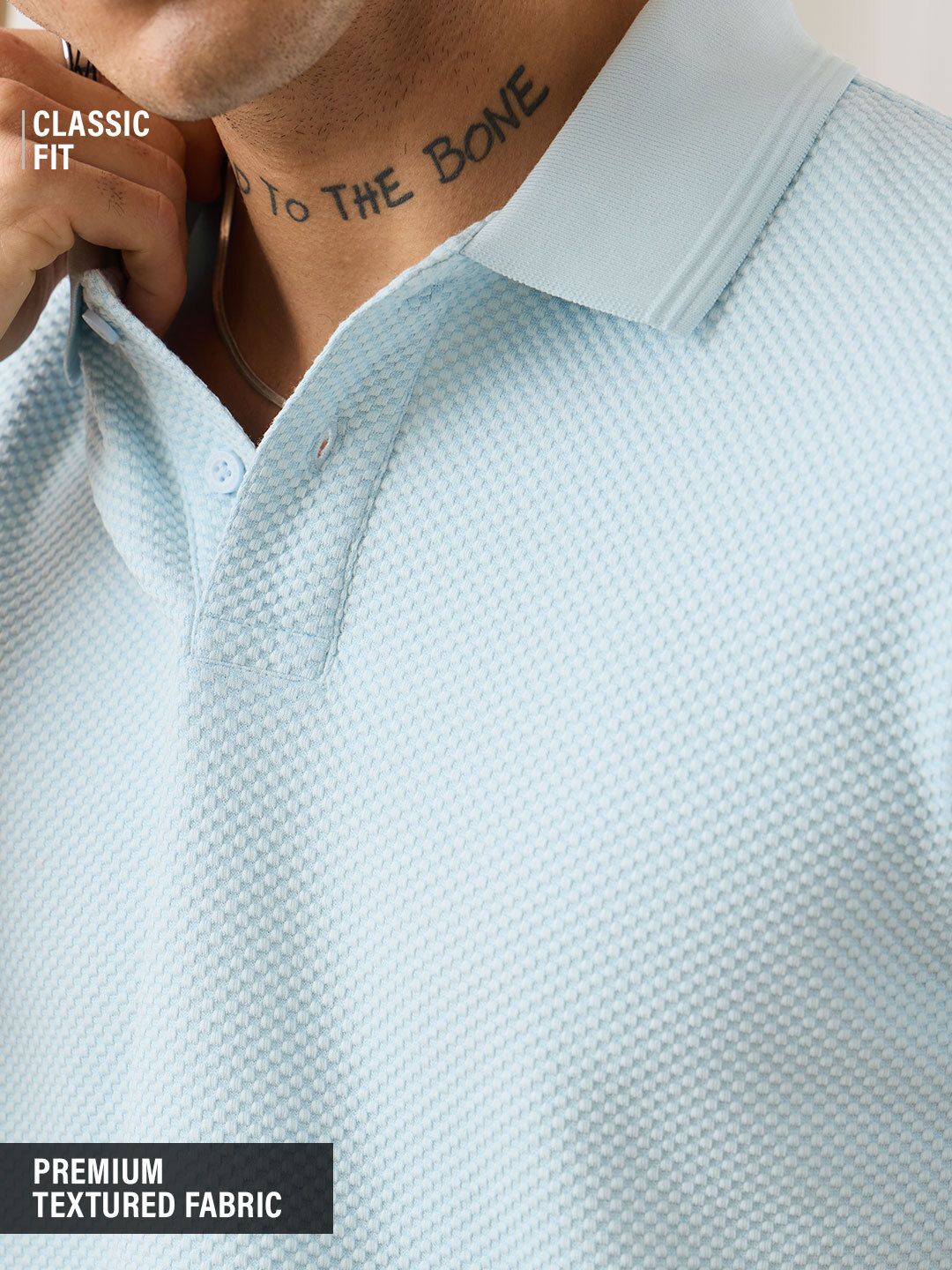 Popcorn Polo: Sky Blue Textured Polos