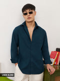 Cotton Linen: Teal Cotton Linen Shirts