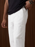 Pull On Denims: White Men Cargo Jeans