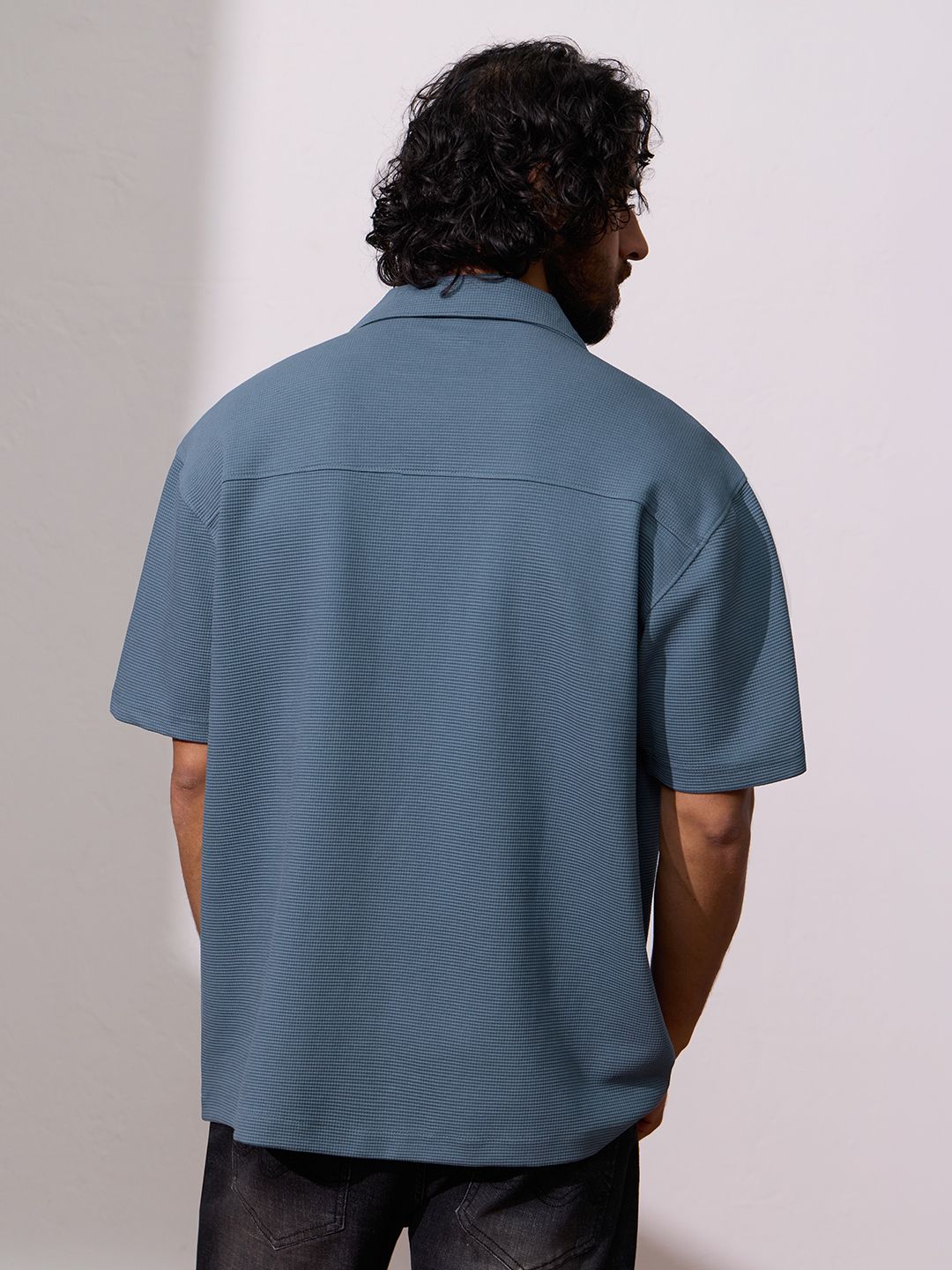 Textured Shirt: Blue Echo Men Textured Shirts