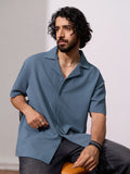 Textured Shirt: Blue Echo Men Textured Shirts
