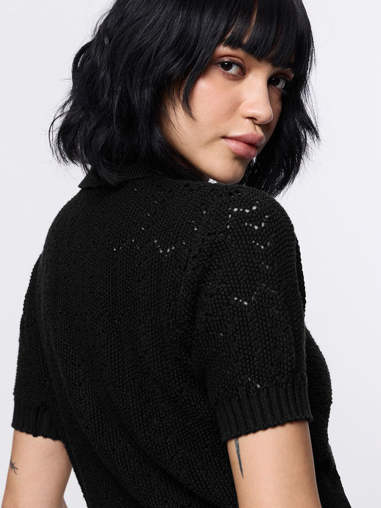 Open-Knit Shirt: Blackout Women Regular Shirts