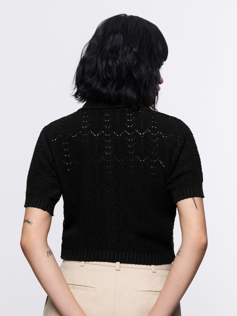Open-Knit Shirt: Blackout Women Regular Shirts