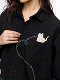 Pets Stories: Cat & Yarn Women Oversized Shirts