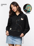 Pets Stories: Cat & Yarn Women Oversized Shirts