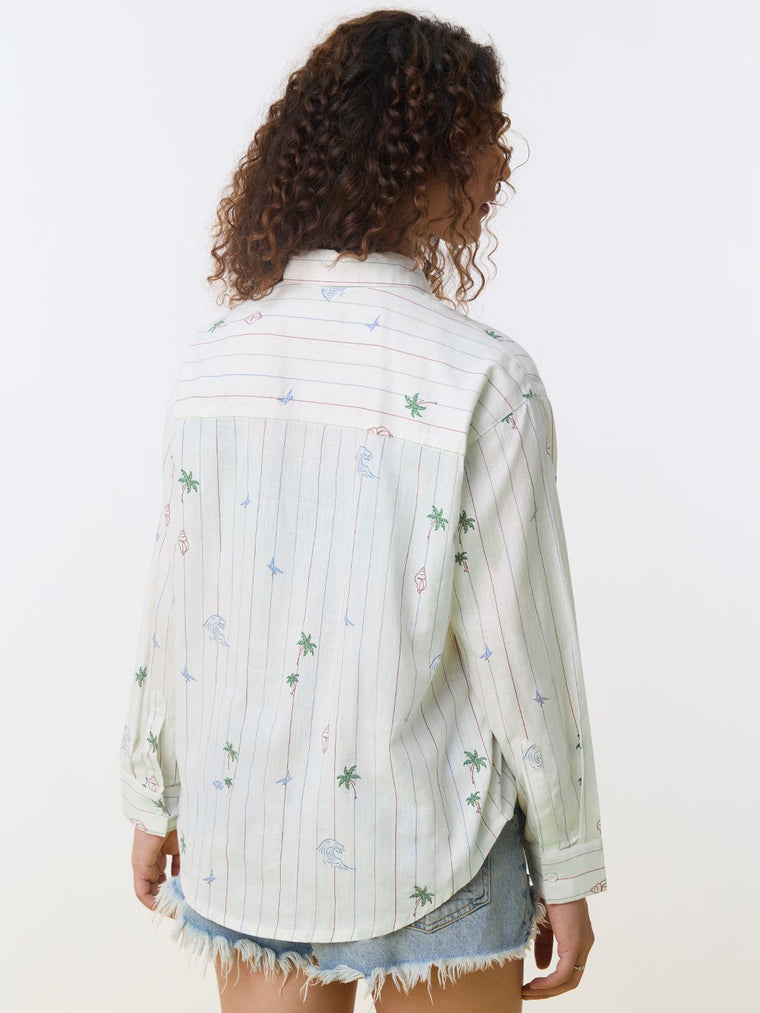 Stripe Shirt: Beach Stripes Women Oversized Shirts