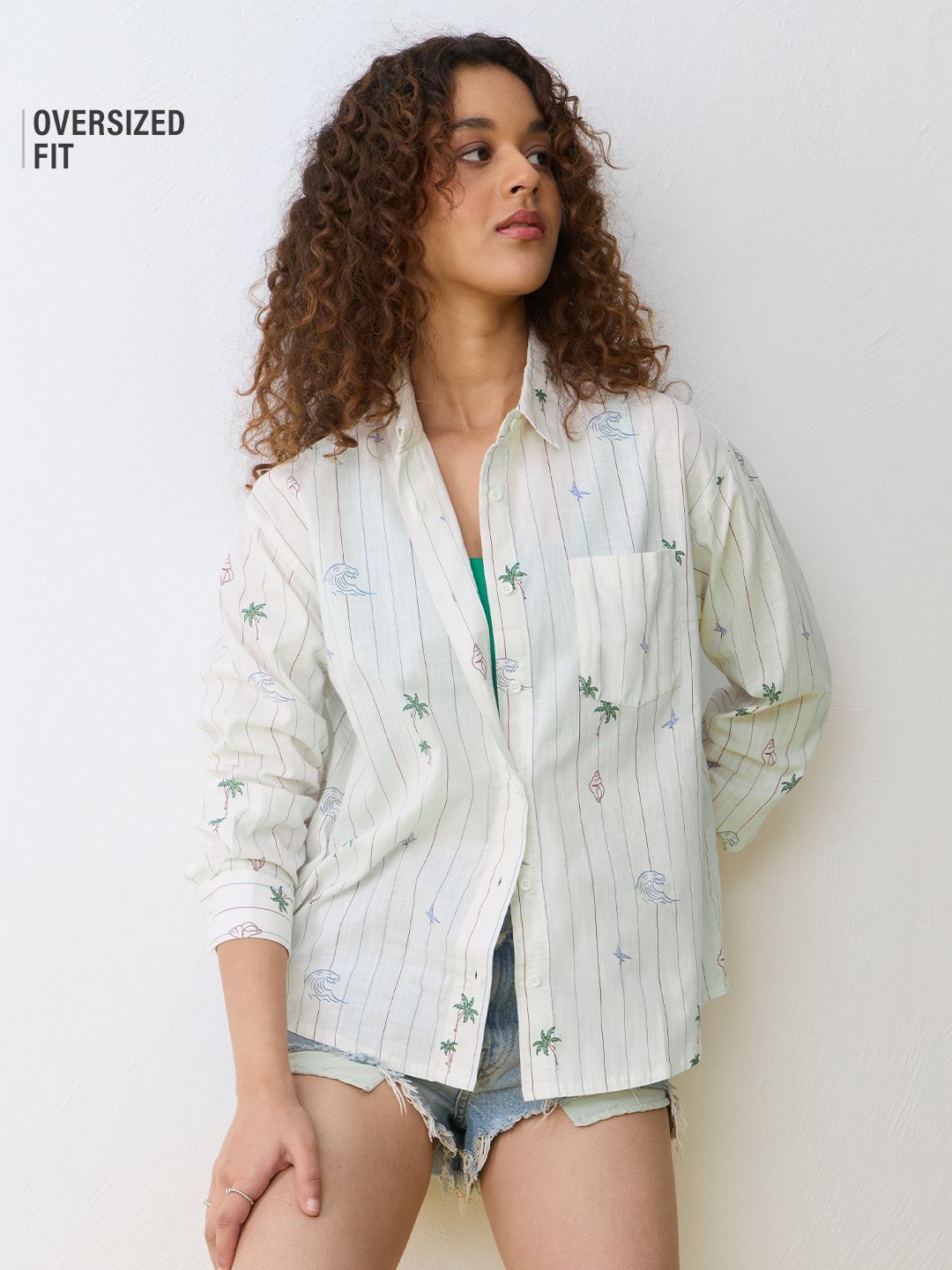 Stripe Shirt: Beach Stripes Women Oversized Shirts