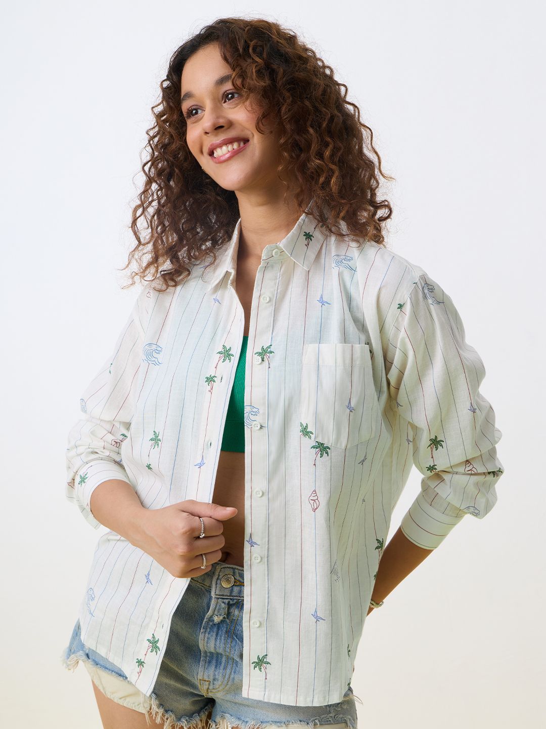 Stripe Shirt: Beach Stripes Women Oversized Shirts