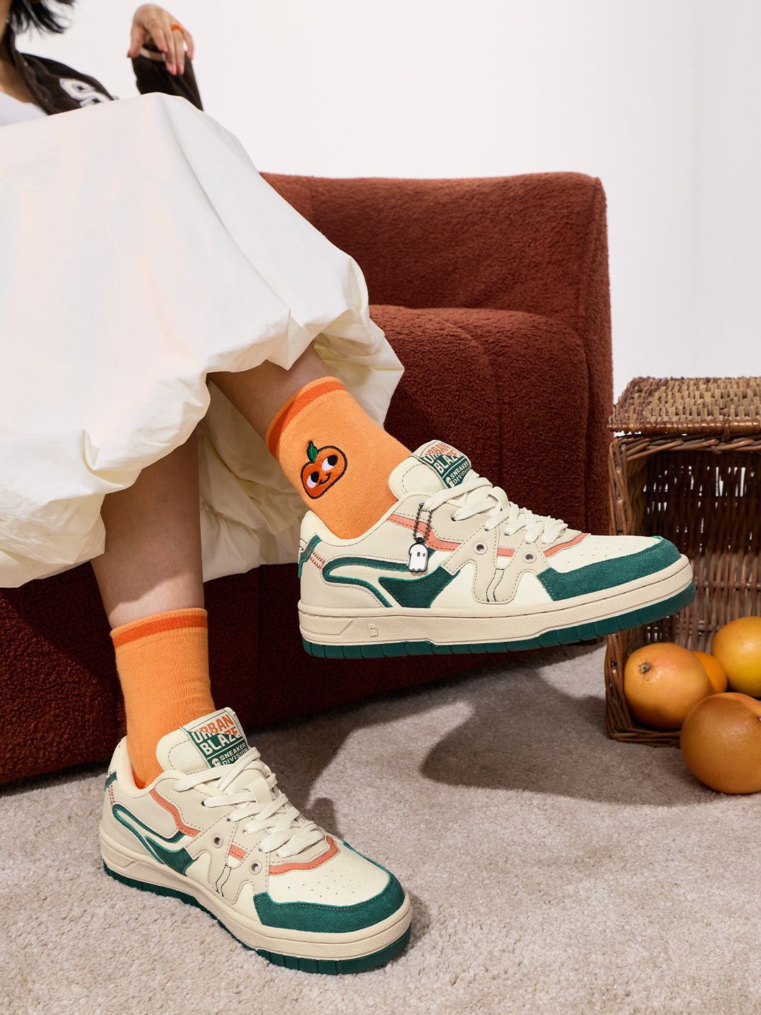 Orange Zest: UBZ Women Low Top Sneakers