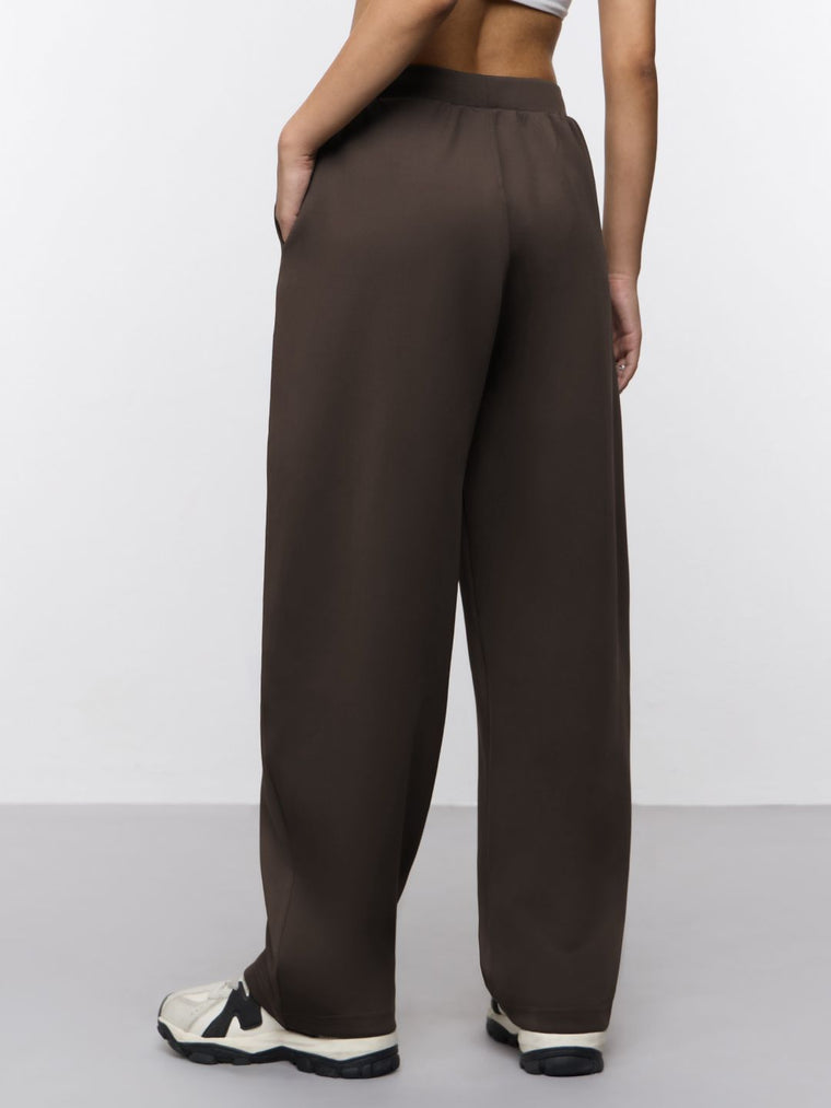 Premium Scuba Joggers: Cocoa Brown Women Barrel Joggers