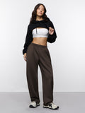 Premium Scuba Joggers: Cocoa Brown Women Barrel Joggers
