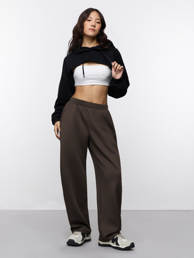 Premium Scuba Joggers: Cocoa Brown Women Barrel Joggers