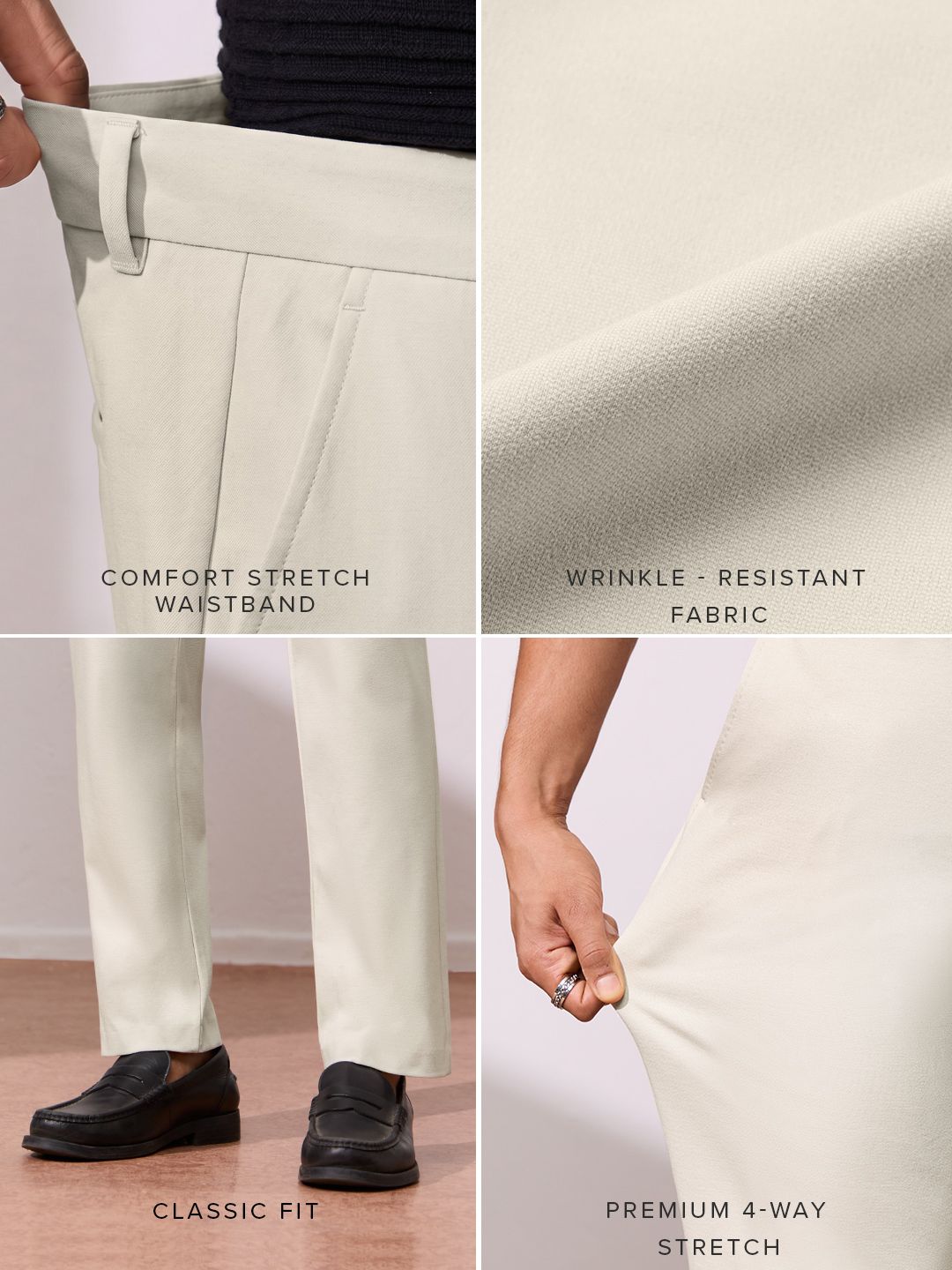 All-Day Pants: Ecru Beige Men Pants
