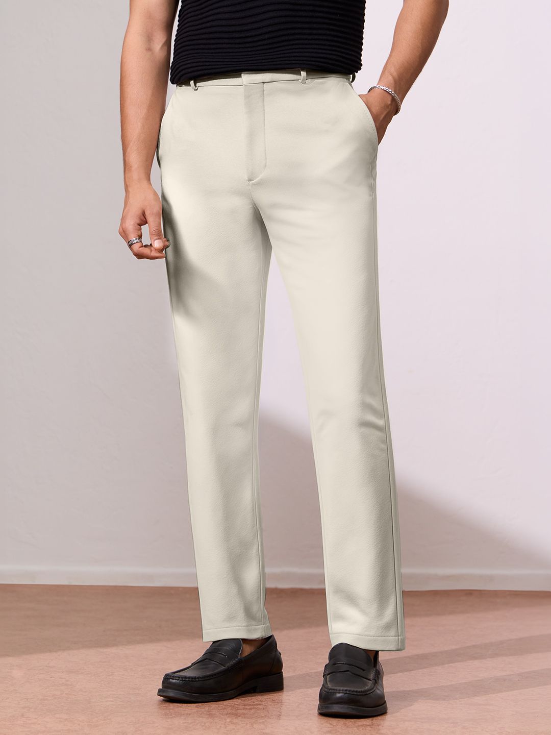 All-Day Pants: Ecru Beige Men Pants