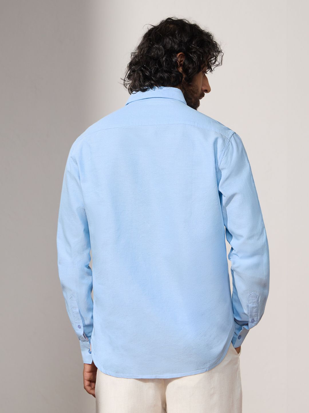 Oxford Shirt: Harbour Blue Men Solid Shirts