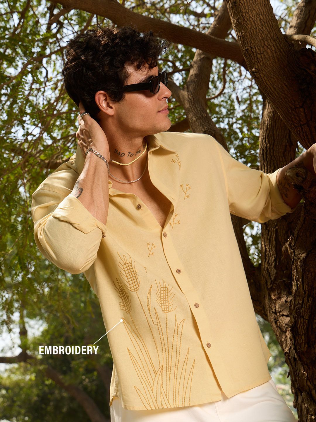 Cotton Linen: Wheat Cotton Linen Shirts
