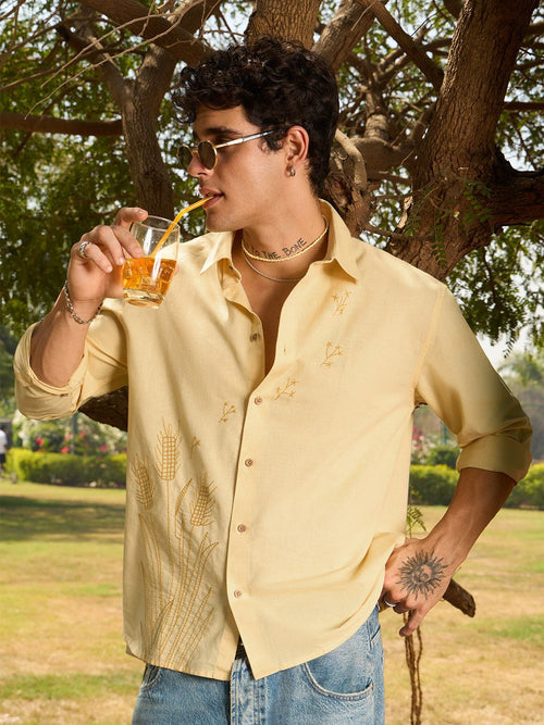 Cotton Linen: Wheat Cotton Linen Shirts