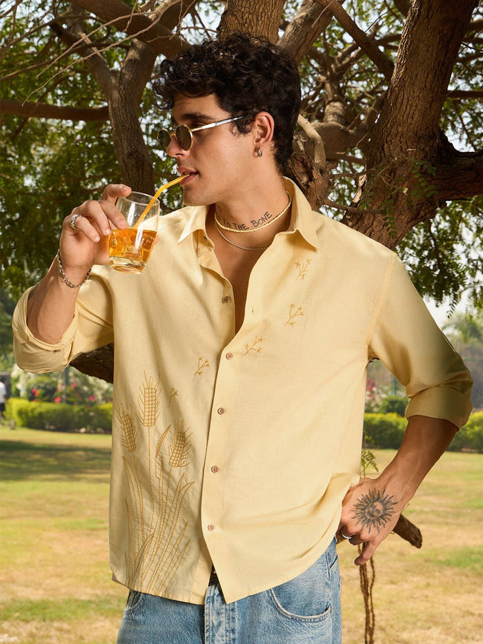 Cotton Linen: Wheat Cotton Linen Shirts