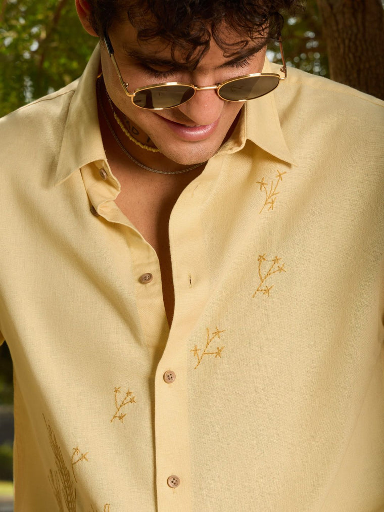 Cotton Linen: Wheat Cotton Linen Shirts