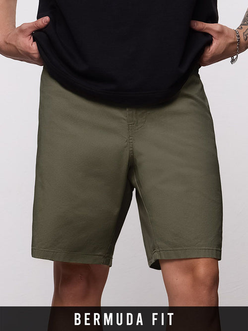 Chino Shorts: Deep Olive Men Bermuda Shorts