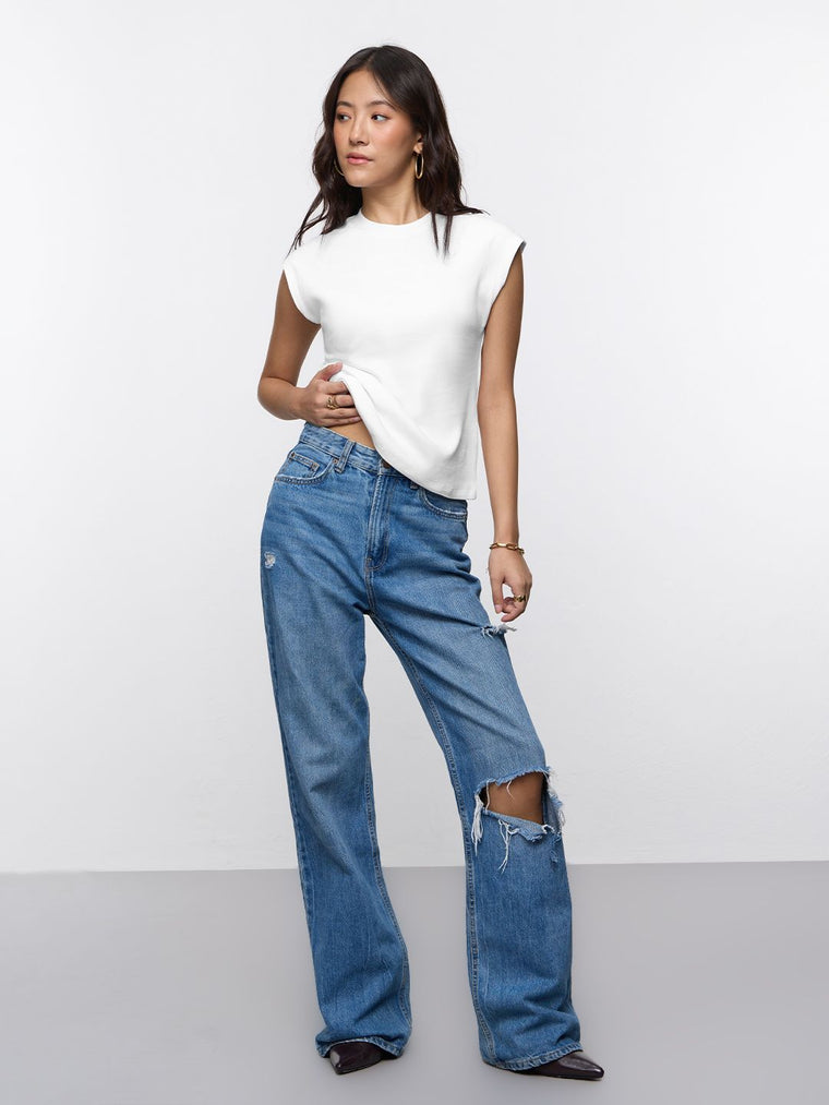 Essential Solids: Cloud White Women Knit Tops