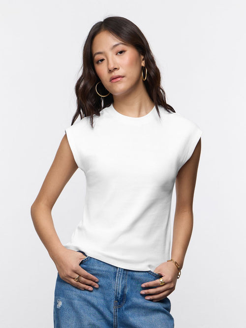 Essential Solids: Cloud White Women Knit Tops