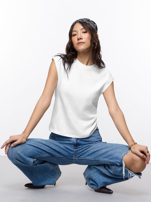 Essential Solids: Cloud White Women Knit Tops