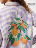 Plaid Shirt: Citrus Bloom Women Oversized Shirts