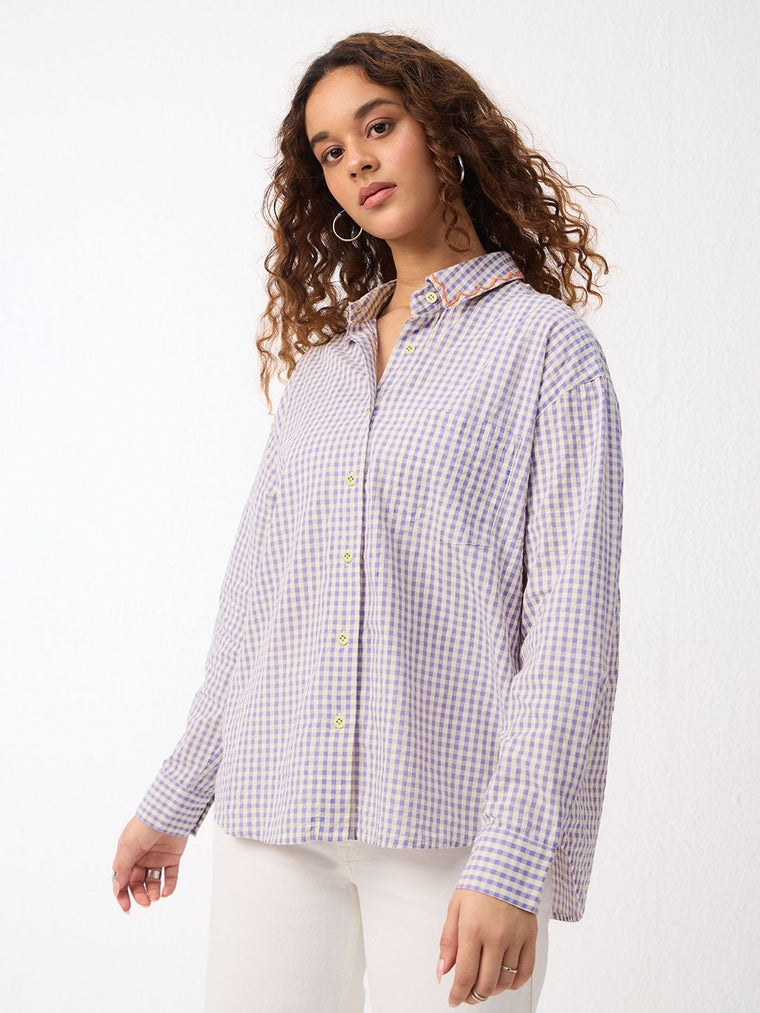 Plaid Shirt: Citrus Bloom Women Oversized Shirts