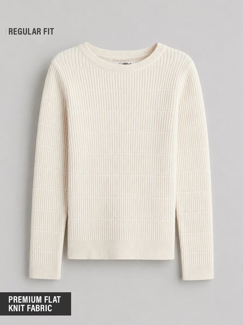 Textured Solid Top: Vanilla Women Knit Tops
