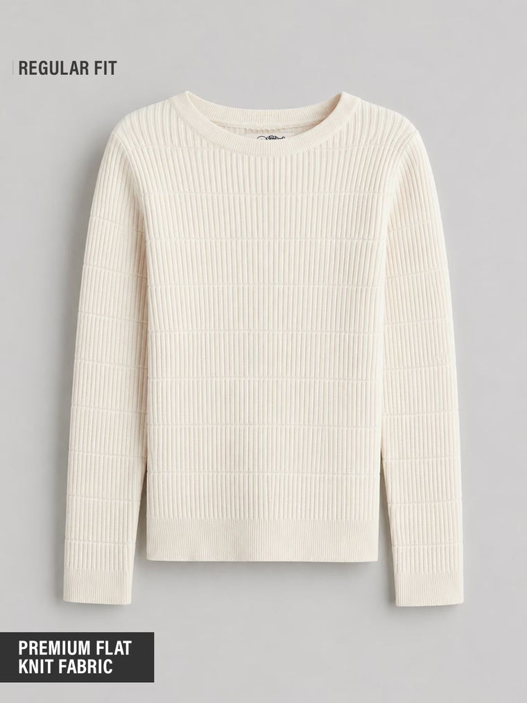 Textured Solid Top: Vanilla Women Knit Tops
