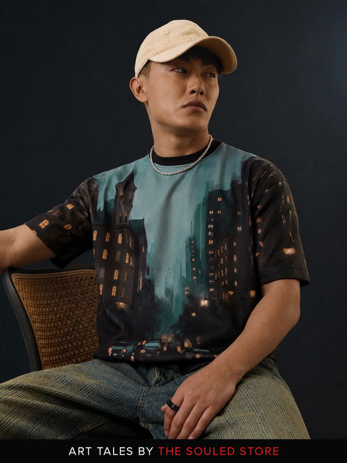 Art Tales: Night Street Oversized T-Shirts