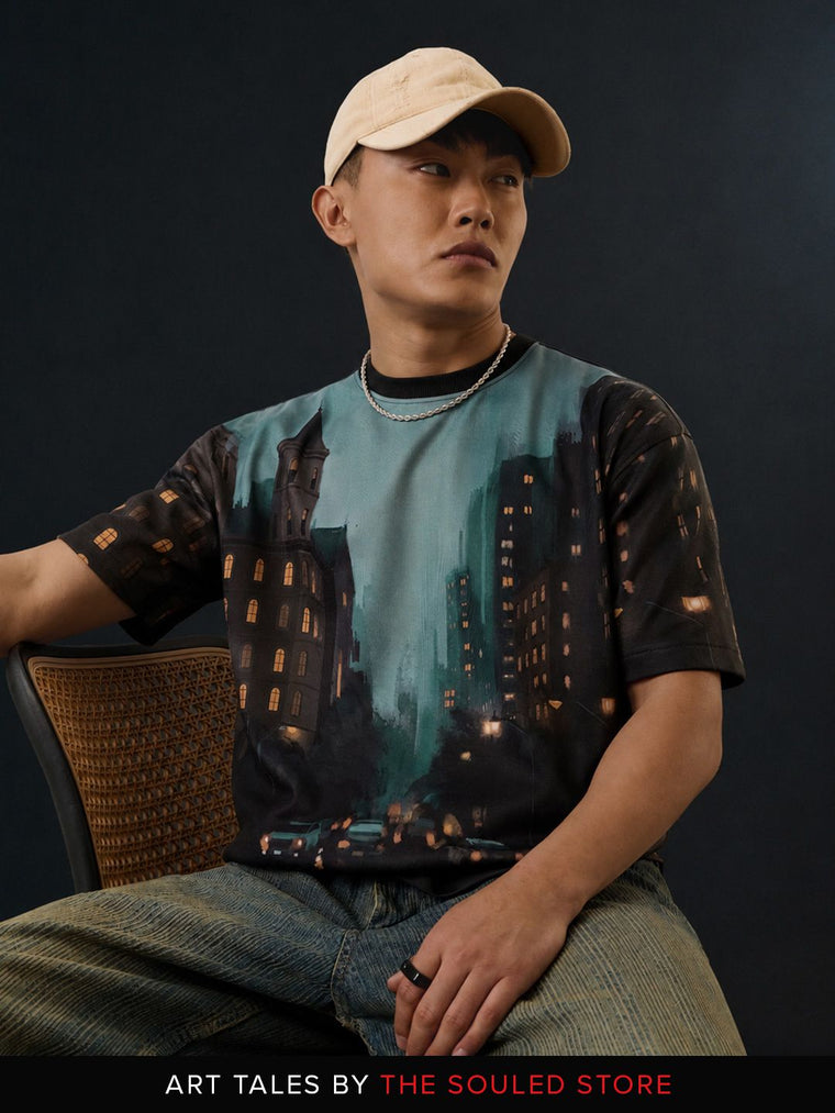 Art Tales: Night Street Oversized T-Shirts