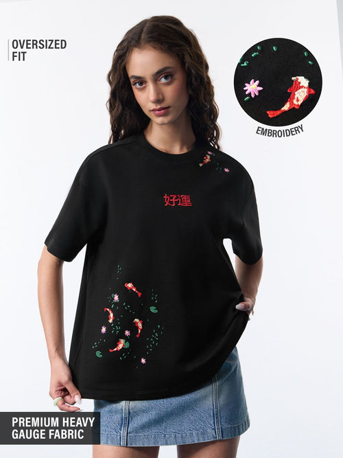 TSS Originals: Pink Koi Women Oversized T-Shirts