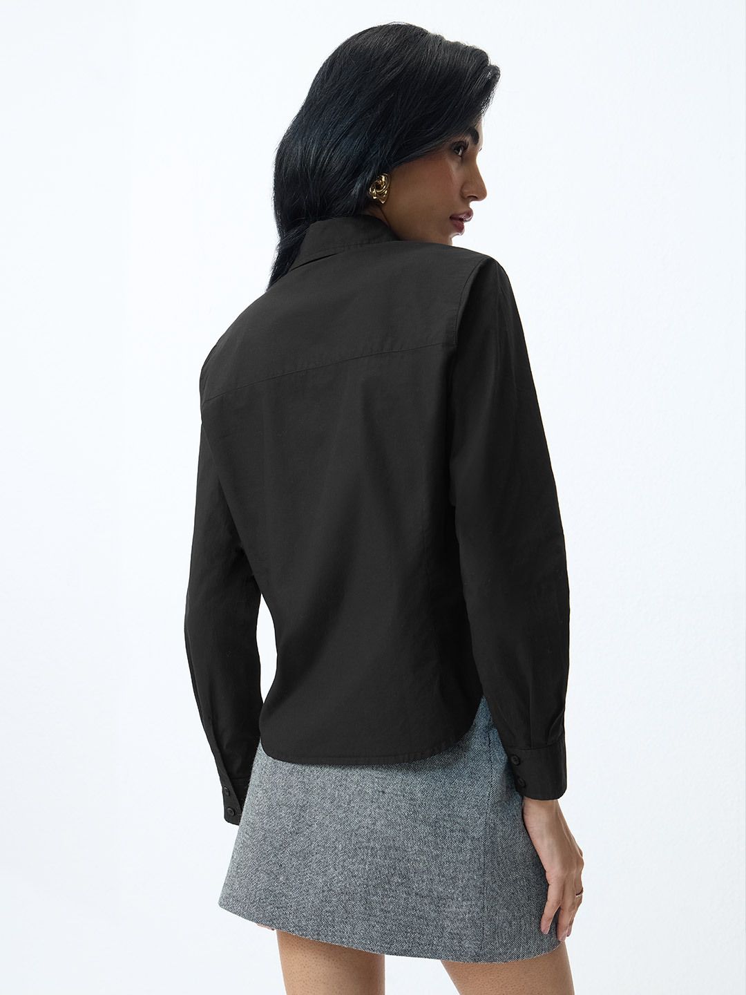Classic Solids: Urban Black Women Regular Shirts