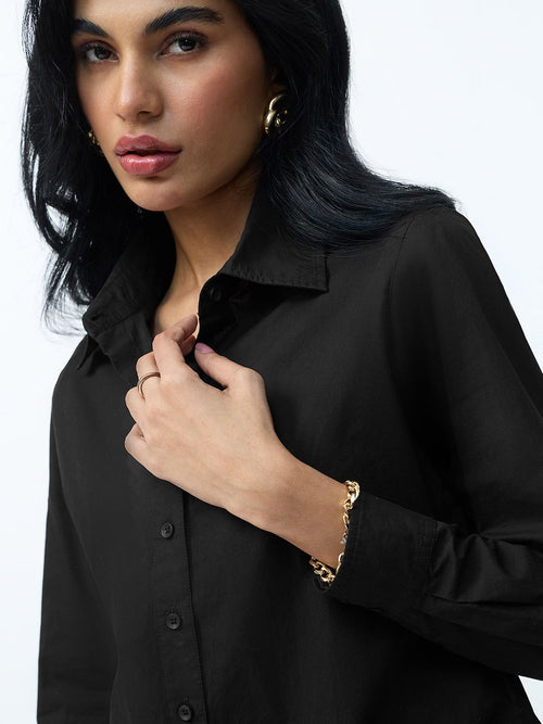 Classic Solids: Urban Black Women Regular Shirts